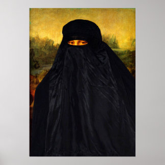 Mona Lisa Hidden Behind Burqa Poster