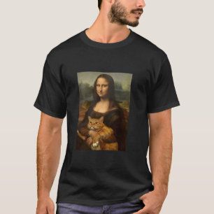 Mona Lisa Holding a Cat Funny Art Cute Cats Painti T-Shirt