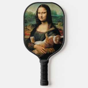Mona Lisa holding a Cat Leonardo da Vinci Pickleball Paddle