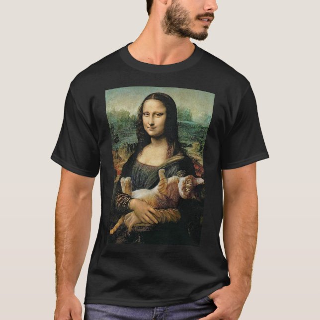 Mona Lisa holding a cat  Photographic Print T-Shirt (Front)