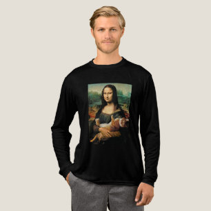 Mona Lisa holding a Cat Tri-Blend Shirt