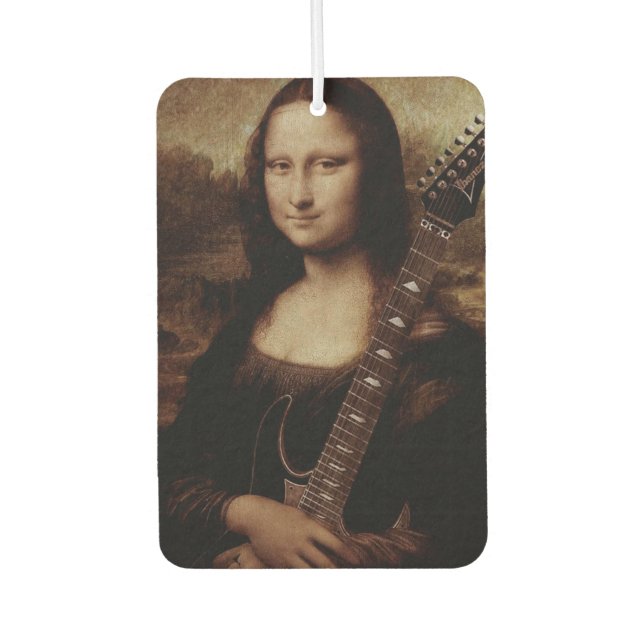 Mona Lisa holding a guitar (Guitarist) Guitar love Air Freshener (Front)