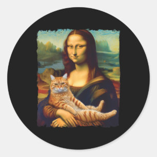 Mona Lisa Holding Cat Portrait Art Painting Kitty Classic Round Sticker