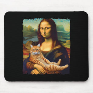 Mona Lisa Holding Cat Portrait Art Painting Kitty  Mouse Pad