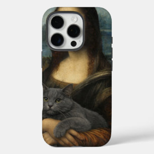 Mona Lisa Holding Elegant Gray Cat iPhone 16 Pro Case