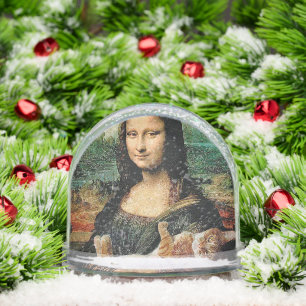Mona Lisa holding her cat Cat lovers funny Snow Globe
