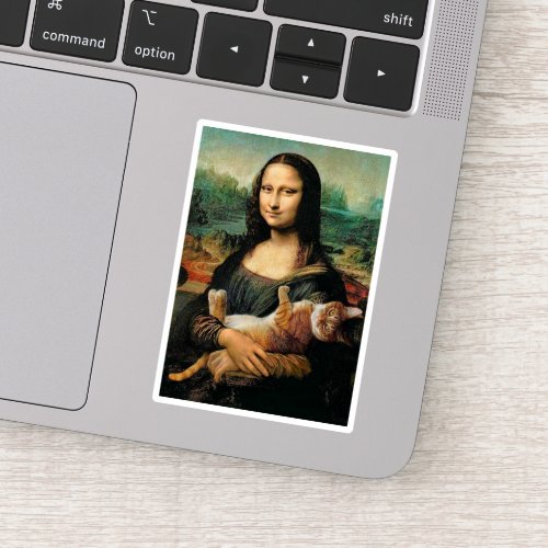 Mona Lisa holding her cat Leonardo da Vinci  Sticker