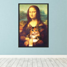 Mona Lisa holding her cat pet Leonardo da Vinci