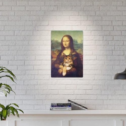 Mona Lisa holding her cat pet Leonardo da Vinci Metal Print