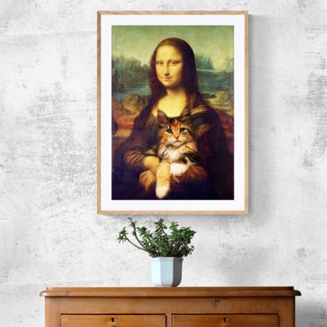 Mona Lisa holding her cat pet Leonardo da Vinci Poster (Creator Uploaded)