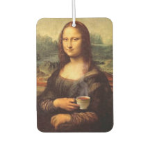 Mona Lisa holding hot tea (Leonardo da Vinci)
