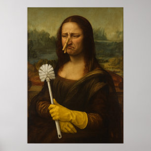 Mona Lisa Holding Toilet Brush Poster