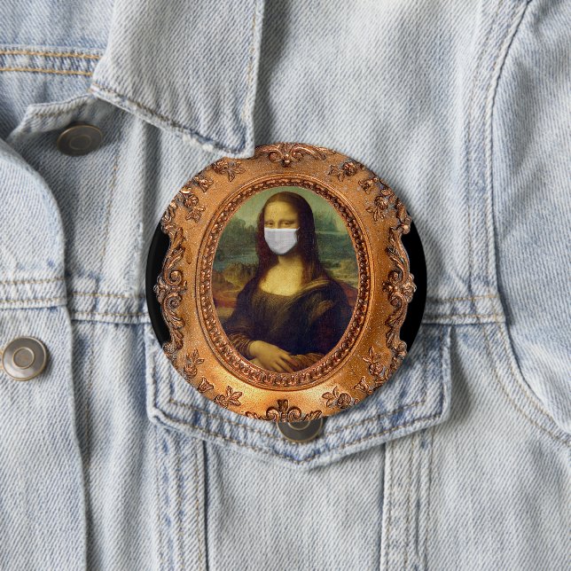 Mona lisa in a surgical mask leonardo da Vinci Button (In Situ)