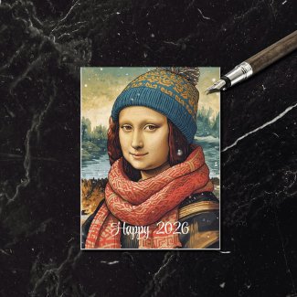 Mona Lisa  in beanie  - Happy 2026