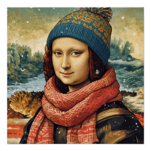 Mona Lisa in beanie - winter vibes Poster