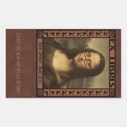 Mona Lisa in Reading Glasses Personalized Rectangular Sticker