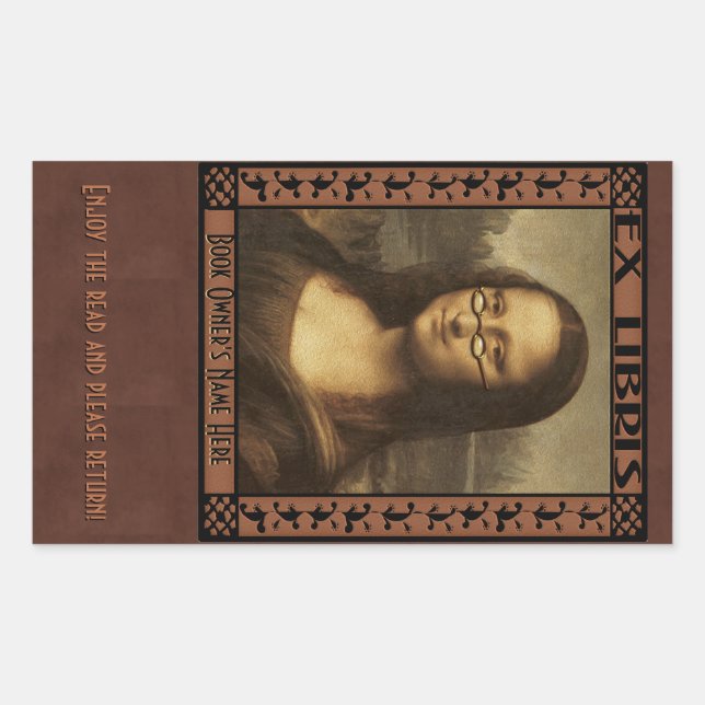 Mona Lisa in Reading Glasses (Personalized) Rectangular Sticker (Front)