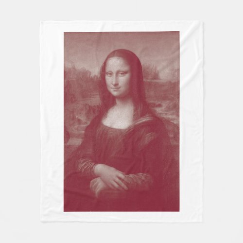 Mona Lisa in Red by Leonardo Da Vinci Fleece Blanket