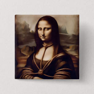 Mona Lisa in ropes Shibari fan Button