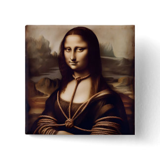 Mona Lisa in ropes Shibari fan Button