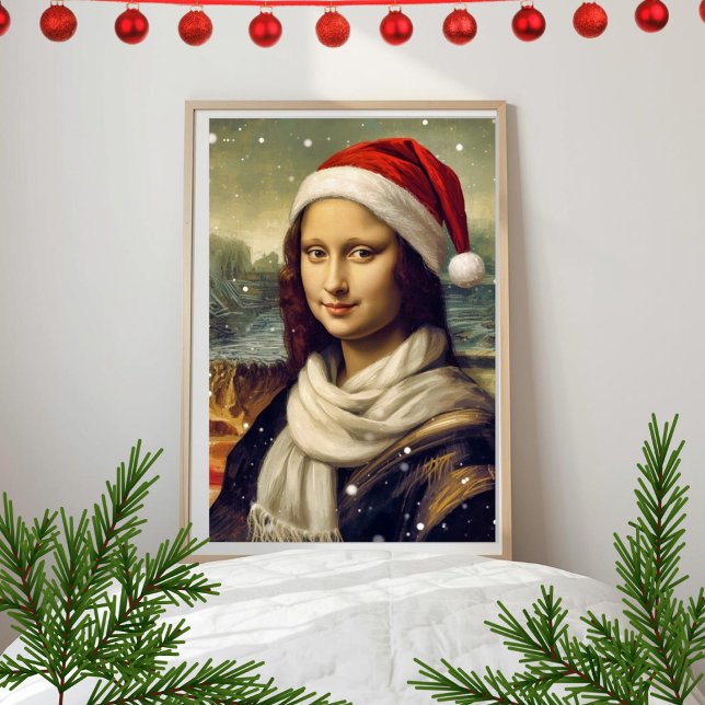 Mona Lisa  in Santa  hat - festive vibes Poster (Creator Uploaded)