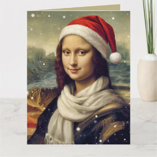 Mona Lisa in Santa hat -funny quote Card