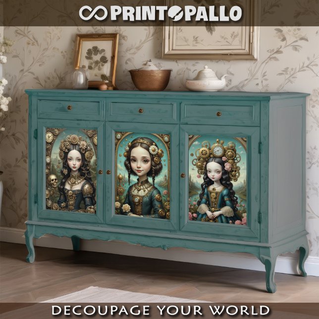 Mona Lisa in steampunk doll version  Wrapping Paper Sheets (Creator Uploaded)