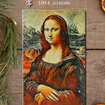 Mona Lisa In Warm  Colors Jigsaw Puzzle by almawad at Zazzle