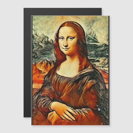 Mona Lisa in warm  colors magnetic  card (Front/Back)