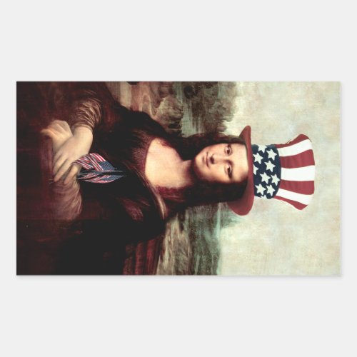 Mona Lisa Independence Day Rectangular Sticker
