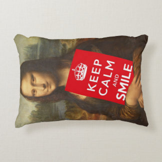 Mona Lisa Keep Calm And Smile Accent Pillow