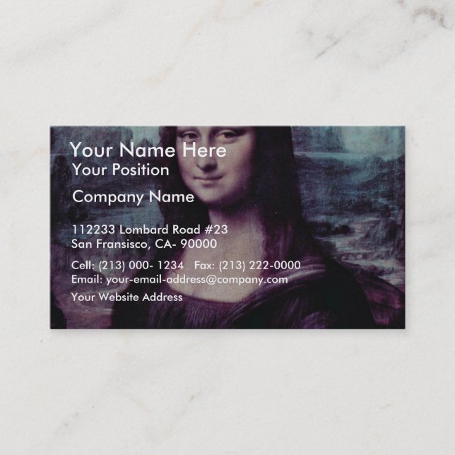 Mona Lisa (La Giaconda)  By Leonardo Da Vinci (Bes Business Card (Front)