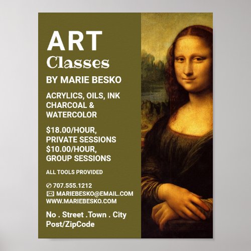 Mona Lisa Leonardo Da Vinci Art Classes Poster