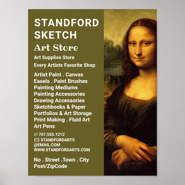 Mona Lisa, Leonardo Da Vinci, Art Supplies Store Poster (Front)