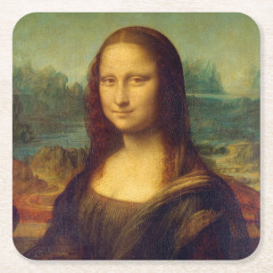 Mona Lisa, Leonardo da Vinci Square Paper Coaster