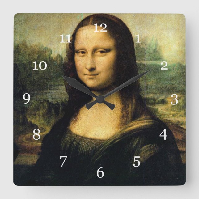 Mona Lisa, Leonardo Da Vinci Square Wall Clock (Front)