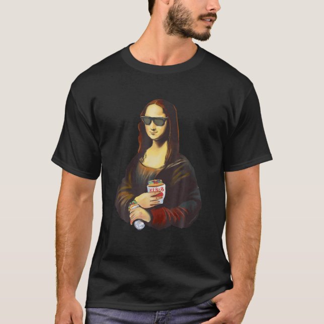 Mona Lisa Leonardo Da Vinci Sunglass Kebab Art Pai T-Shirt (Front)