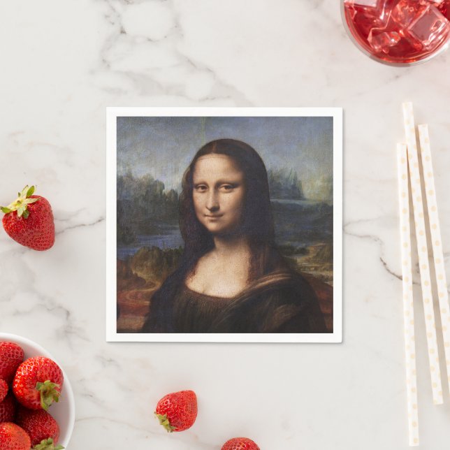 Mona Lisa & Leonardo da Vinci /vintage Italy Napkins (Insitu)