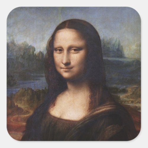 Mona Lisa  Leonardo da Vinci vintage Italy Square Sticker