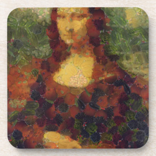 Mona Lisa Lettuce Fine Art Vegan Spoof Beverage Coaster