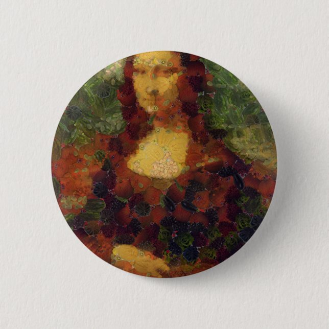 Mona Lisa Lettuce Fine Art Vegan Spoof  Button (Front)