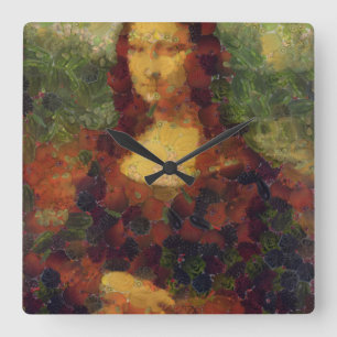 Mona Lisa Lettuce Fine Art Vegan Spoof  Square Wall Clock