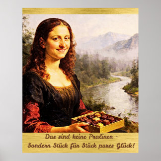 Mona Lisa loves chocolates Poster
