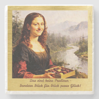 Mona Lisa loves chocolates Stone Coaster