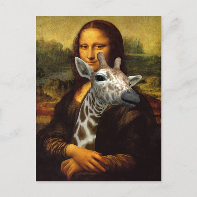 Mona Lisa Loves Giraffes A Lot Postcard (Front)