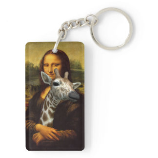 Mona Lisa Loves Giraffes Keychain