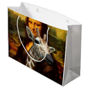 Mona Lisa Loves Giraffes Large Gift Bag