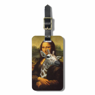 Mona Lisa Loves Giraffes Luggage Tag