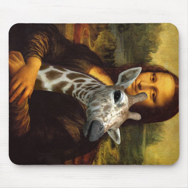 Mona Lisa Loves Giraffes Mouse Pad (Front)