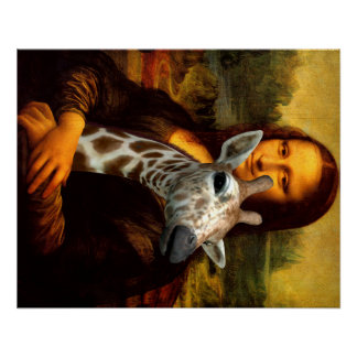 Mona Lisa Loves Giraffes Poster